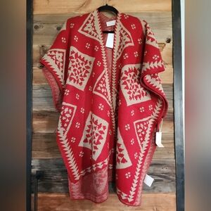 NWT WOMENS VIBRANT RED WITH GEOMETRIC DESIGNS ONE SIZE